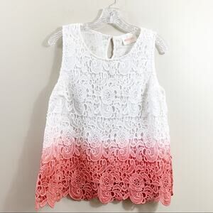 Moon Crochet Overlay Sleeveless Ombre Top